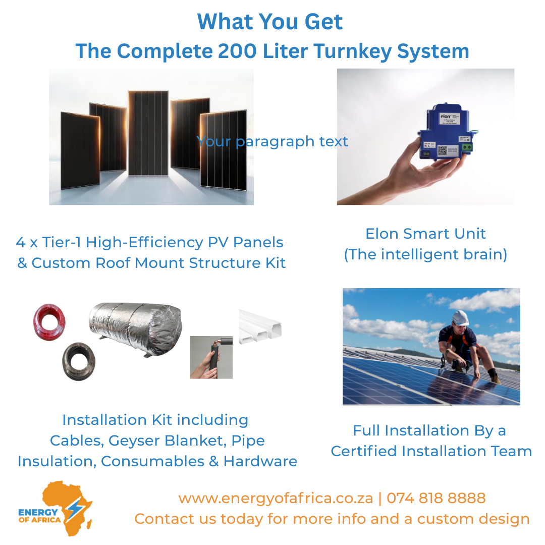 Elon Solar Geyser Conversion Kit - 200 Liter - With Full Installation